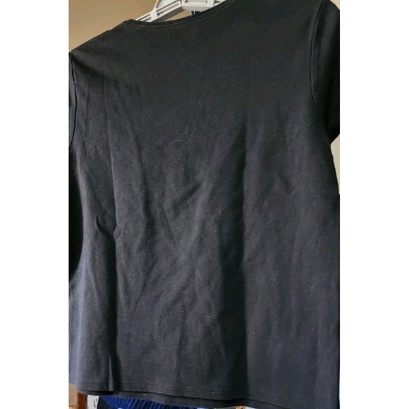 Eileen Fisher PM Black Crew Neck Short Sleeve Tee Shirt D25 Cotton Excellent - Picture 4 of 5